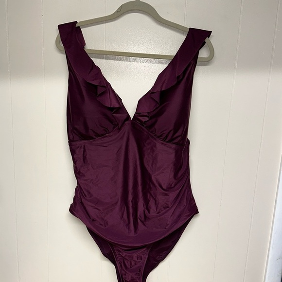 Kona Sol Deep wine One piece Swimsuit Sz 22W - Picture 1 of 11